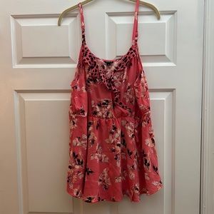 Torrid Sz 1 Peach Floral Tank Blouse